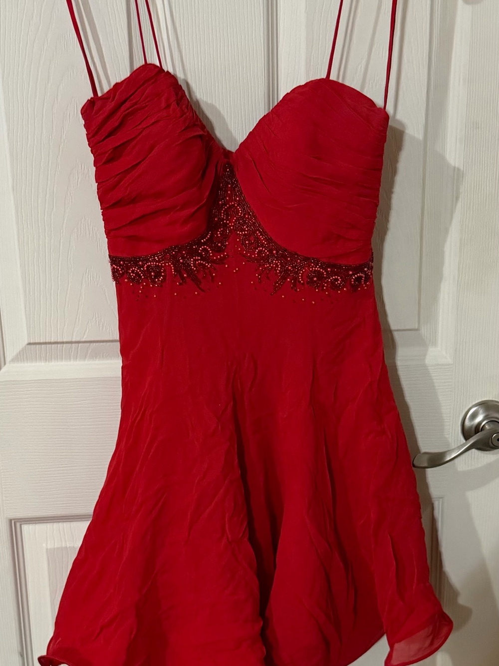 Niteline Red Spaghetti-Strap Mini Dress